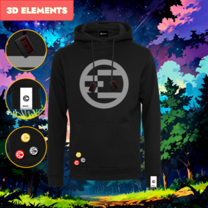 HOODIE UNISEX 3D ELEMENTS Black