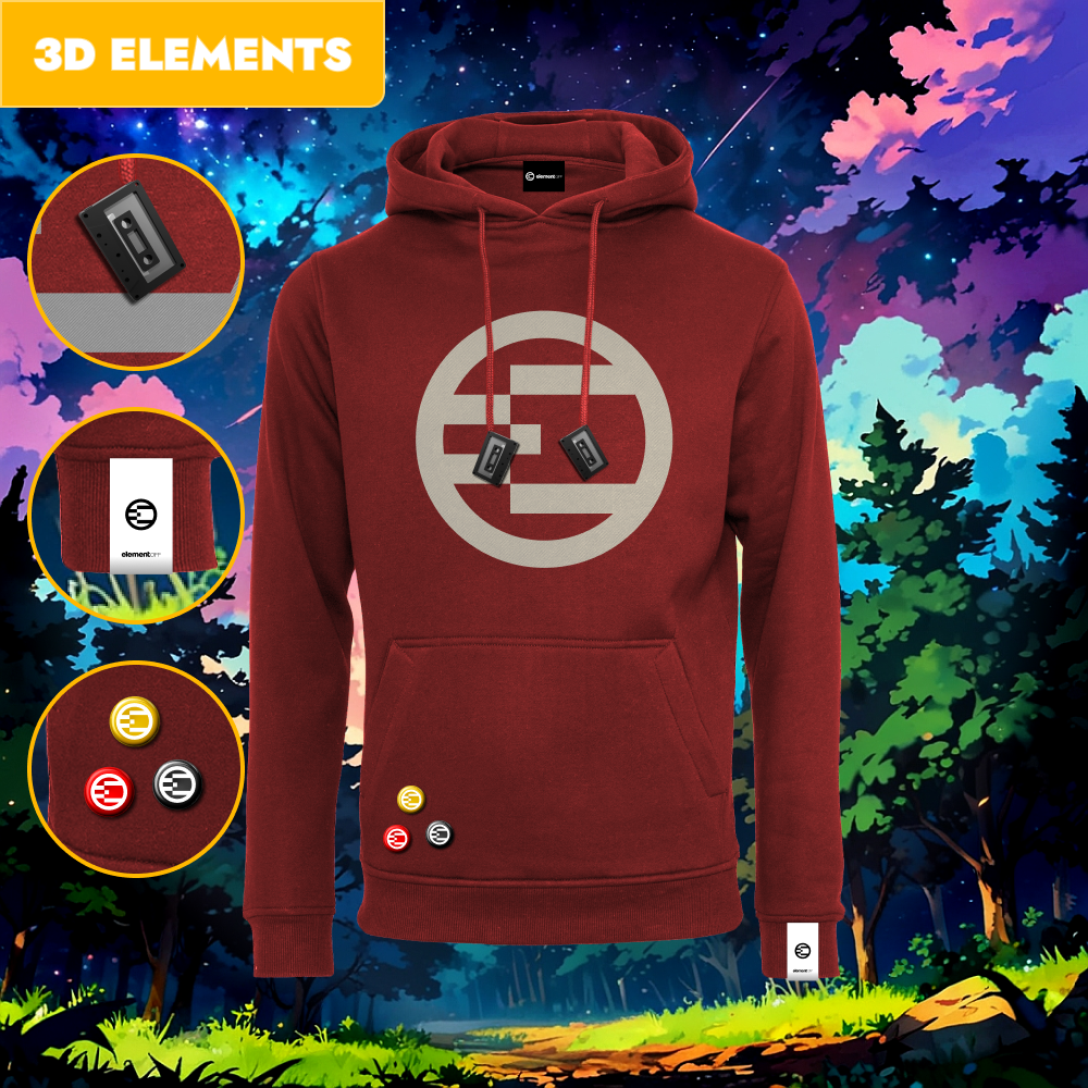 HOODIE UNISEX 3D ELEMENTS Cherry