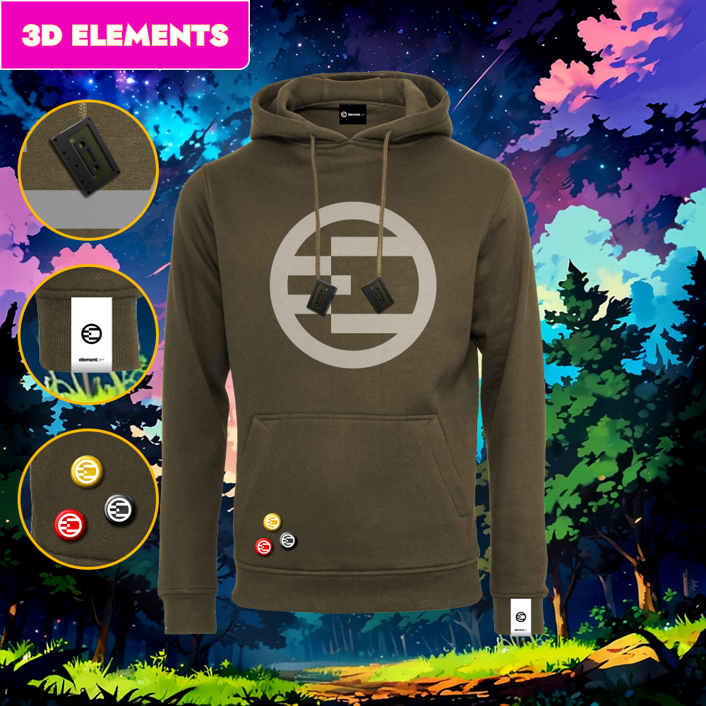 HOODIE UNISEX 3D ELEMENTS Olive